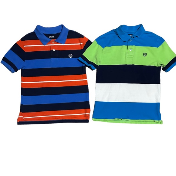 Set of 2 CHAPS Boy’s Striped Short Sleeve Polo Shirts - Picture 2 of 5